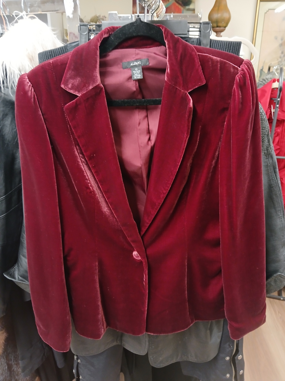Alfani Women's Velvet Blazer Jacket - Burgundy
